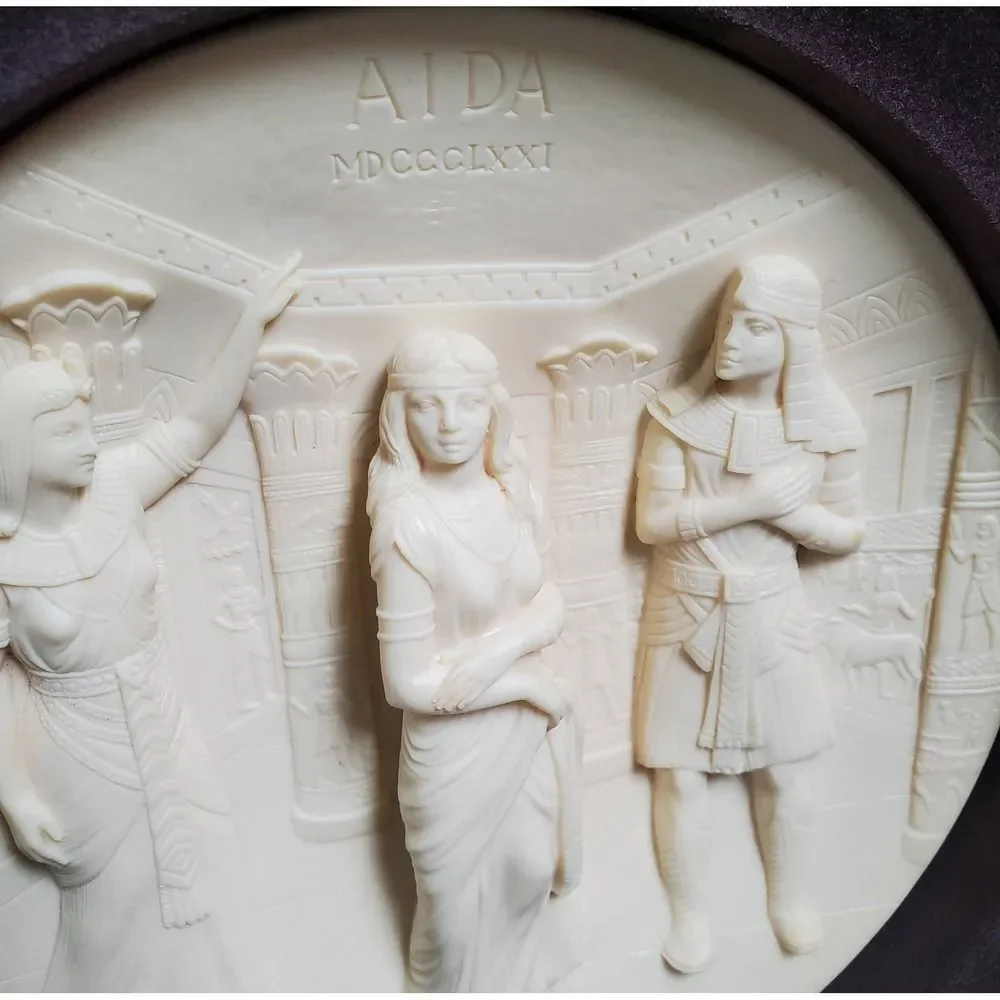Aida A first edition in Ivory Alabaster hand carved opera collection plate decor